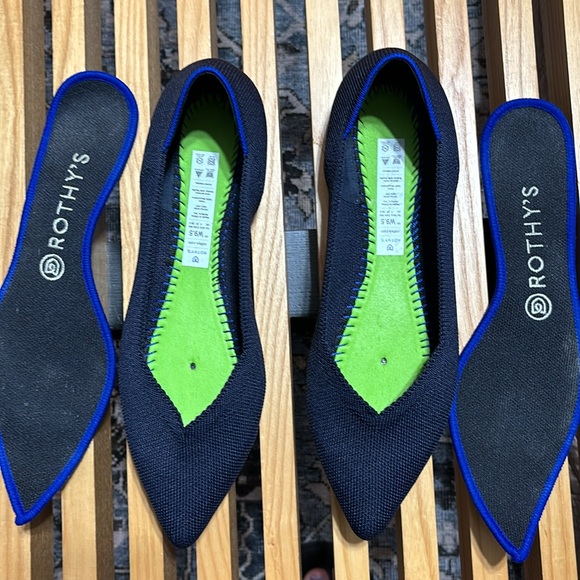 Rothy's Maritime Navy Blue Rubber Pointed Toe Flats 9.5 - Picture 4 of 5